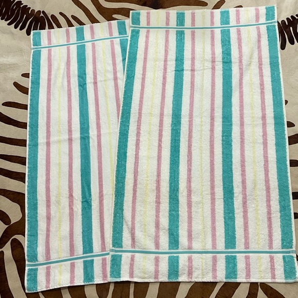 Vintage | Bath | Set Of Two 8s Vintage Stevens Striped Terry Bath ...